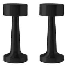 Velador Pack X2 Lampara Mesa Metal Led Bateria Usb C 3 Tonos Negro Blanco
