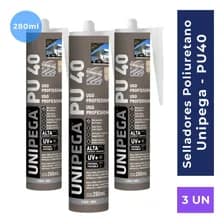 Sellador De Poliuretano Unipega Pu40 Gris 280 Ml Pack X 3 Unidades