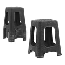 Banquetas Apilables X6 Simil Ratan Plastico Reforzado Color Negro Gardenlife