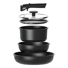 Juego De Utensilios De Cocina 6 Piezas Desmontables Antiadherentes De Color Negro