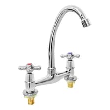 Canilla Grifería Doble Comando Cuello De Cisne 360º Libercam Rgri-022 Mesada Color Plateado Brillante