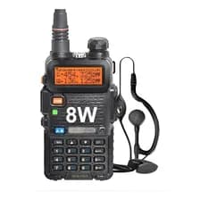 Handy Baofeng Uv5r 8w T-plus Bibanda Radio Walkie Talkie Vhf Uhf + Auricular Manos Libres Negro Doble