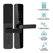 Cerradura Smart Lock Electrónica Digital Inteligente Fika Con Huella Tarjeta Wifi App Color Negro