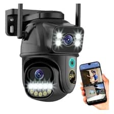 Camara Seguridad Ip Wifi Domo Doble Exterior Nocturna Negra Negro A33