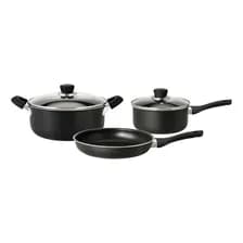 Batería De Cocina Hudson Kitchenware 09-10016n 5 Piezas Antiadherente Aluminio Color Negro