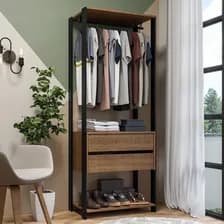 Placard Vestidor Valencia Módulo Abierto 2 Cajones 70 Cm Marrón/negro