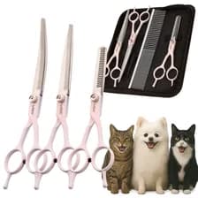 Tijeras Peluqueria Mascotas Vgr Kit Corte Recta Curva Pulir