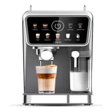 Cafetera Espresso Digital Unnic 20 Bares Con Espumador De Leche 9 Programas Preestablecidos Pantalla Táctil 1350w Semi Automática Color Negro Ideal Hogar Oficina Cocina