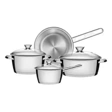 Juego De Ollas Tramontina Allegra Set 4 Pzs Acero Inoxidable Color Plateado
