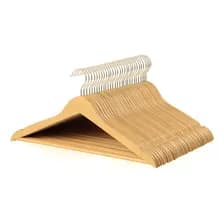 Perchas De Madera Gadnic X50 Madera Maciza Grado 1 Gancho Cromado Giratorio 360 Barra Inferior Barniz Protector Marrón