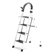 Escalera Plegable 4 Escalones Tijera Reforzada Silver Plate Color Blanco