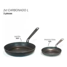 Combo 2x1 Sartén De Hierro Kankay N25 + N15 De Regalo Pieza Única Fundición Antiadherente Horno Fuego Directo Negro