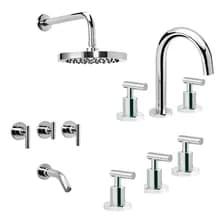 Griferia Set Lavatorio Bidet Ducha Baño Peirano Adra 90-166 Pack Combo Color Cromo Acabado Cromado Juego Duchon Vanitory