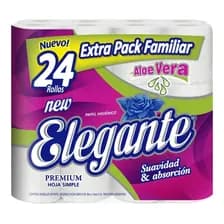 Papel Higiénico Elegante Aloe Vera De Hoja Simple, Pack Por 24 Rollos