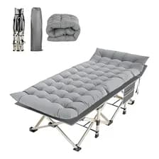 Catre Cama Plegable Sunfield Camping Playa Pileta Exterior Acolchado Reforzado Con Bolso De Transporte Tela Oxford Soporta 150kg Mide 190x71x36cm Con Bolsillos Portable Color Gris