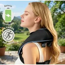 Masajeador Cervical Espalda Cuello Hombro Portátil Con Calor Masaje Shiatsu Negro