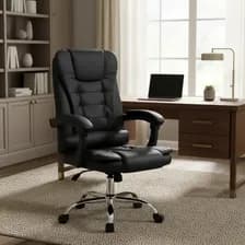 Silla Oficina Ejecutiva Gerencial Reclinable Elegant Line Alpina Negro Eco Cuero