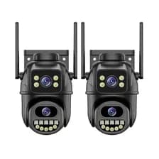 2 Cámaras De Seguridad Dalton Doble Exterior / Interior Leds 4k Negra Da-cam08 Negro