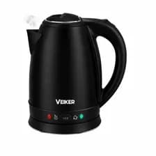 Pava Electrica Con Corte Automatico Acero Inoxidable Veiker Temperatura Ideal Para Mate Agua Te Café Luz Led 1.8 Litros Color Negro