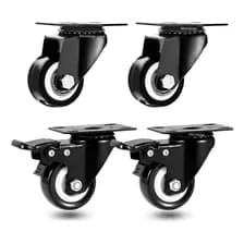 4 Ruedas Giratorias Reforzada 50mm Ruedita Ruleman 2 C/freno Negro