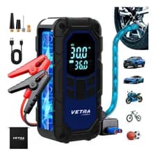 Arrancador De Batería Auto 12v 4 En 1 Compresor Vetra By Gadnic 150 Psi Usb-c Linterna Powerbank 8000 Mah