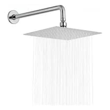 Flor Ducha Lluvia 20x20 Cm Con Brazo Caño Acero Inox Plateada Plateado Brazo Curvo 35 Cm Cromado