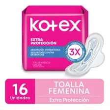 Toalla Femenina Kotex Extra Protección 16 Un