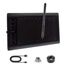 Tableta Gráfica Gadnic Tbg123 10 X 6 Con 8192 Niveles De Presión + 22 Accesos Directos Negro