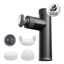 Pistola Masajeador Cuello Electrico Corporal Aluminio Usb Pistola Masajeadora Funcion Calor Massage Gun Bateria Recargable Femmto Negro