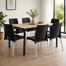 Silla Plastica Apilable Boston X6 Patas De Aluminio Reforzada Comedor Interior Y Exterior Negro Gardenlife