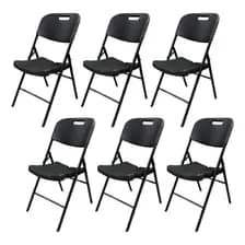 6 Sillas De Comedor Exterior Dyvan Sp08 Plegables Plastico Negro