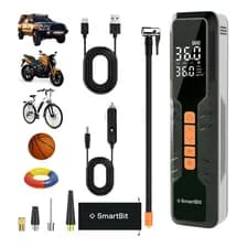 Inflador Auto Portatil Smartbit Urban Air 2 En 1 150 Psi Inflador Auto 12 V Para Ruedas De Camioneta Pick Up Suv Moto... 50 Negro Monofásica
