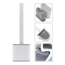 Cepillo Escobilla De Baño Inodoro Accesorio Silicona Flexible Con Adhesivo Y Desagote Levys Bazar Blanco
