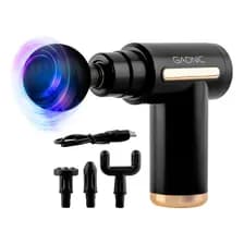 Pistola Masajeadora Gadnic 6 Velocidades 2500 Rpm 50w Bateria 1800 Mah Recargable Usb 4 Cabezales Motor Silencioso Led Negro