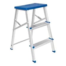 Escalera Banqueta Banco Mor 5107 3 Plegable De Aluminio 120kg Cromado Gris