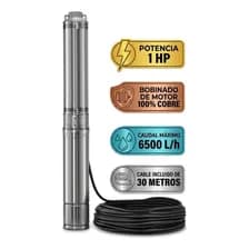 Bomba Sumergible Branx Pozo 1 Hp 4 Pulgadas 6500l/h + Cable Bsm4-9 30m Plateado