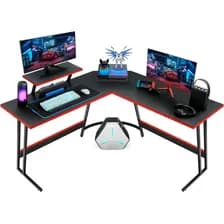 Escritorio Gamer En L Gadnic Mfc Textura Carbono Estructura Acero Medidas 130x50x74 Negro