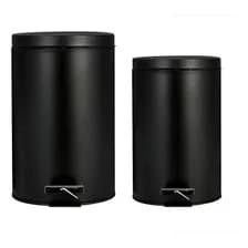 Set Tachos De Basura 3 Lts Y 12 Lts Cestos Residuos Plateado Negro
