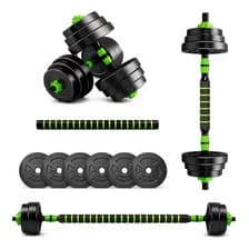 Kit 30 Kg Mancuernas Y Barra Ajustable + Discos Sonnos Negro
