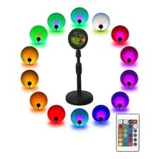 Lampara Velador Proyector Atardecer Rgb 360º Spica Sol-20 Sunset Usb Control Color Negro Translucida