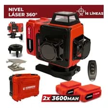 Nivel Laser 360 Autonivelante Kommberg Luz Verde 16 Líneas Con Maletín 2 Baterías Y Accesorios