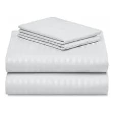 Juego De Sábanas Gadnic Matrimonial Queen Ultra Suave 160x200x30 Cm Blanco Rayas