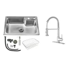 Bacha Cocina Pileta Acero Inox 56cm Con Griferia + Accesorios Plateado