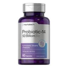 Probióticos Horbaach Probiotic 14 Con Prebióticos, 50 Billones De Ufc Y 14 Cepas En 60 Cápsulas Vegetales Sin Sabor