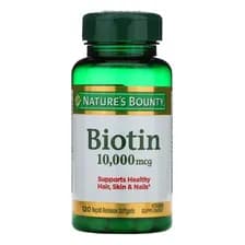 Biotina Nature's Bounty 10,000 Mcg Para El Cabello, Piel Y Uñas Saludables Sin Sabor