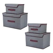 Set X4 Cajas De Tela Gadnic Orgca10x Canasto Gris Organizador Con Tapa Plegables
