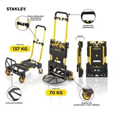 Carro Carretilla Plataforma Stanley 2 En 1 Plegable 137kg Negro/amarillo