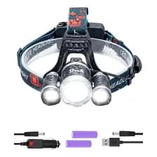 Linterna Minero Led Cabeza Vincha 3 Led Batería Recargable Libercam Min-01 Luz Blanca Blanco Negro