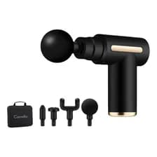 Pistola De Masajes Profesional Carrello Force Flex: Terapia De Percusión Profunda Con 6 Niveles De Intensidad, Motor Ultra Silencioso, 4 Cabezales Intercambiables Y Batería De Larga Duración Negro