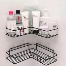 Estante Repisa Organizador Baño Ducha Shampoo Con Adhesivo Sin Perforacion Esquinero Ducha Organizador Cocina Levys Bazar 309 Color Negro